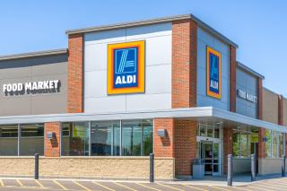 the exterior of an aldi store