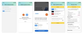 screenshots that show a customer paying on the amazon app using venmo