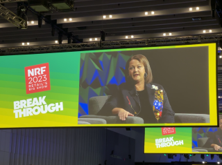 SAKS Off 5th president and CEO Paige Thomas speaks at NRF 2023.
