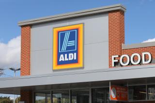 The exterior of an Aldi store.