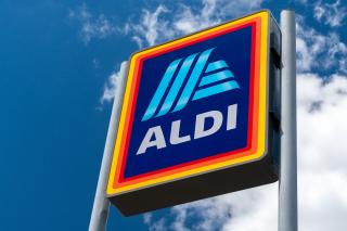 The sign outside an Aldi store.