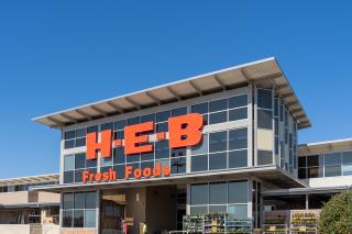 An exterior shot of a H-E-B store.