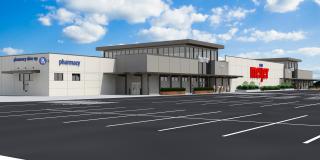 A rending showing a forthcoming Meijer store.