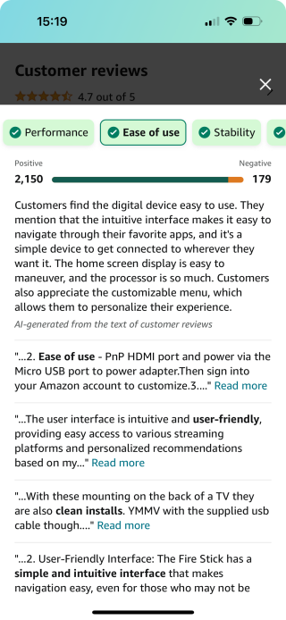 Amazon product insights