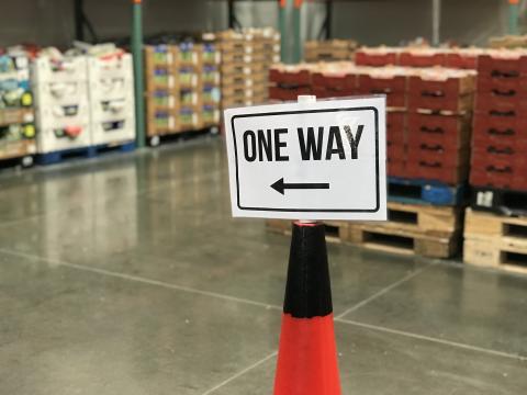 Costco implements social distancing measures.
