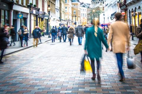 Shoppers on street