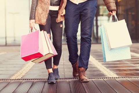 Shoppers on street