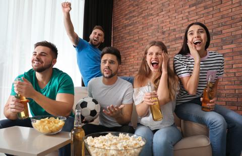 Soccer fans watching TV