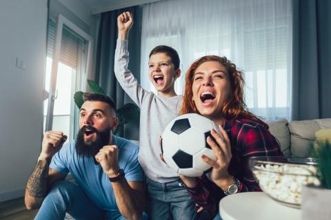 Soccer fans watching TV