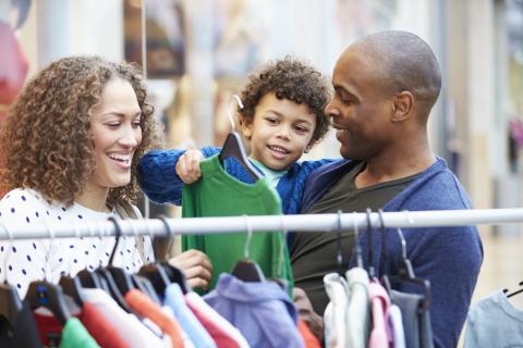 family shopping for clothing