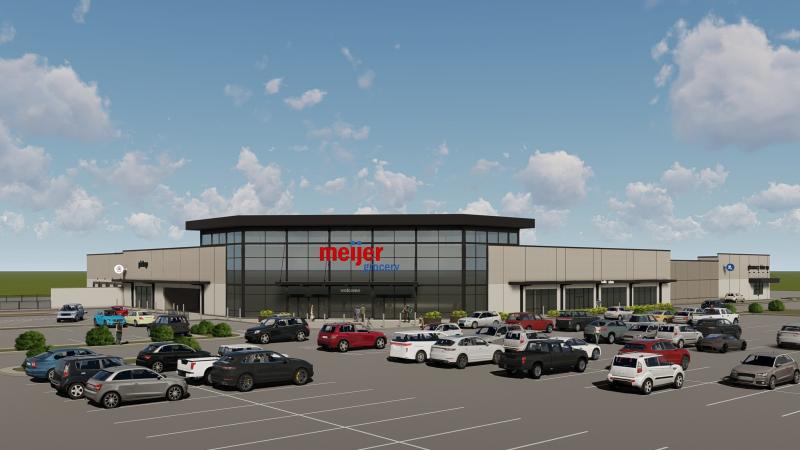 a rendering of a forthcoming meijer grocery store