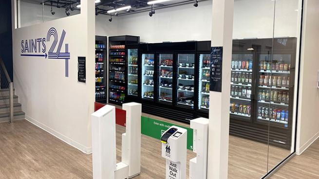 A photo showing Marymount University's c-store with Just Walk Out tech.